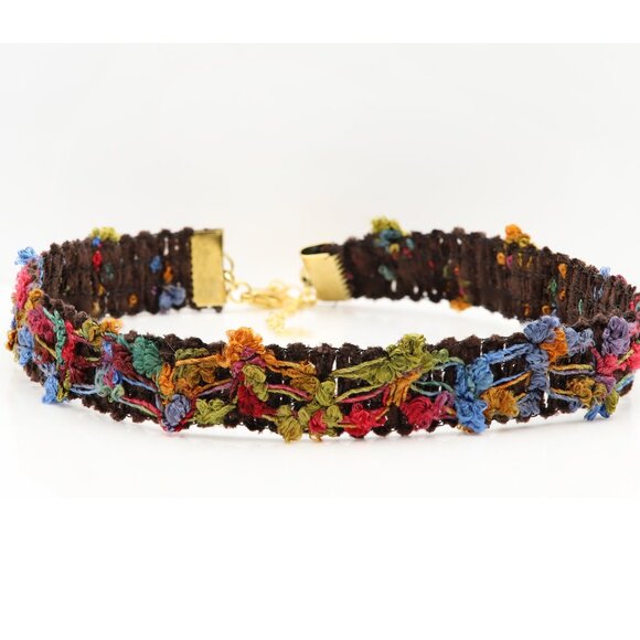 Fancy Choker Multi Color Adjustable Length Multi Colors Wide Trim chokers (#84) - Picture 4 of 10